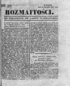Rozmaitości : pismo dodatkowe do Gazety Warszawskiej. 1833, nr 39