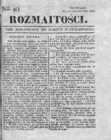 Rozmaitości : pismo dodatkowe do Gazety Warszawskiej. 1833, nr 40