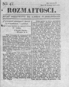 Rozmaitości : pismo dodatkowe do Gazety Warszawskiej. 1833, nr 47