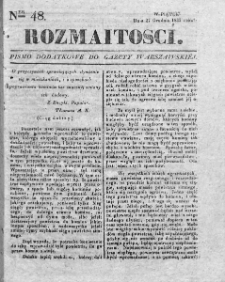 Rozmaitości : pismo dodatkowe do Gazety Warszawskiej. 1833, nr 48