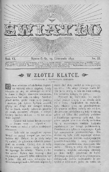 Światło : pismo ludowe ilustrowane. Rok VI. 1892, nr 22