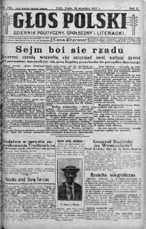 Głos Polski : dziennik polityczny, społeczny i literacki 14 wrzesień 1927 nr 252