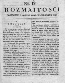 Rozmaitości : do numeru... Gazety Korrespondenta Warsz. 1822, nr 12