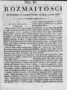 Rozmaitości : do numeru... Gazety Korrespondenta Warsz. 1822, nr 16