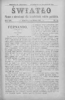 Światło : pismo z obrazkami dla katolickich rodzin polskich. Rok XIV. 1900, nr 14