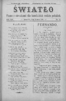 Światło : pismo z obrazkami dla katolickich rodzin polskich. Rok XIV. 1900, nr 15
