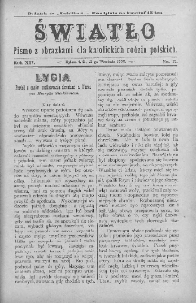 Światło : pismo z obrazkami dla katolickich rodzin polskich. Rok XIV. 1900, nr 37