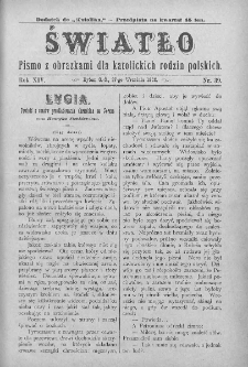 Światło : pismo z obrazkami dla katolickich rodzin polskich. Rok XIV. 1900, nr 39