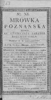 Mrówka Poznańska : pismo ku użyteczney zabawie rozumu i serca. 1821. T.4. Nr 11