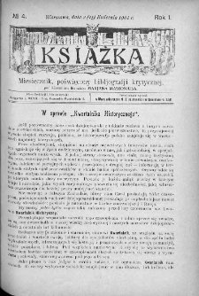 Książka : miesięcznik poświęcony bibljografji krytycznej. 1901. Nr 4