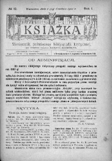 Książka : miesięcznik poświęcony bibljografji krytycznej. 1901. Nr 12