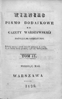 Wieniec. Pismo dodatkowe do Gazety Warszawskiej poświęcone literaturze. 1839. T.II