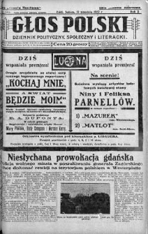 Głos Polski : dziennik polityczny, społeczny i literacki 17 wrzesień 1927 nr 255