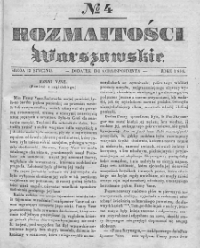 Rozmaitości Warszawskie : pismo dodatkowe do Gazety Korrespondenta Warszawskiego. 1836. Nr 4
