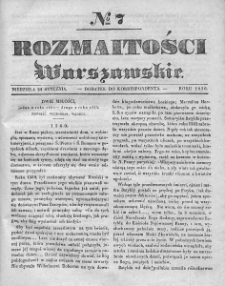Rozmaitości Warszawskie : pismo dodatkowe do Gazety Korrespondenta Warszawskiego. 1836. Nr 7