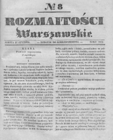 Rozmaitości Warszawskie : pismo dodatkowe do Gazety Korrespondenta Warszawskiego. 1836. Nr 8