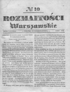 Rozmaitości Warszawskie : pismo dodatkowe do Gazety Korrespondenta Warszawskiego. 1836. Nr 10