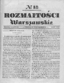 Rozmaitości Warszawskie : pismo dodatkowe do Gazety Korrespondenta Warszawskiego. 1836. Nr 13