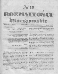 Rozmaitości Warszawskie : pismo dodatkowe do Gazety Korrespondenta Warszawskiego. 1836. Nr 19