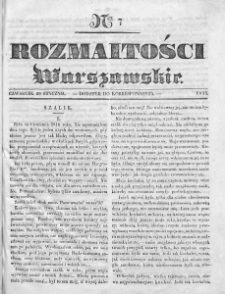 Rozmaitości Warszawskie : pismo dodatkowe do Gazety Korrespondenta Warszawskiego. 1835. Nr 7