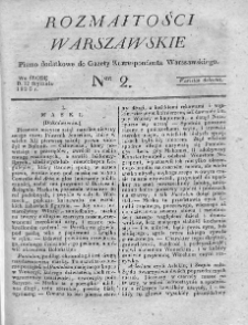 Rozmaitości Warszawskie : pismo dodatkowe do Gazety Korrespondenta Warszawskiego. 1825. Nr 2