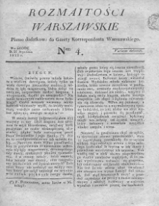 Rozmaitości Warszawskie : pismo dodatkowe do Gazety Korrespondenta Warszawskiego. 1825. Nr 4