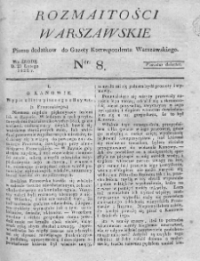 Rozmaitości Warszawskie : pismo dodatkowe do Gazety Korrespondenta Warszawskiego. 1825. Nr 8
