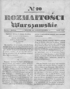 Rozmaitości Warszawskie : pismo dodatkowe do Gazety Korrespondenta Warszawskiego. 1836. Nr 20
