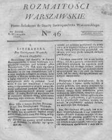 Rozmaitości Warszawskie : pismo dodatkowe do Gazety Korrespondenta Warszawskiego. 1825. Nr 46