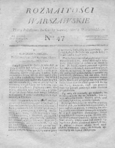 Rozmaitości Warszawskie : pismo dodatkowe do Gazety Korrespondenta Warszawskiego. 1825. Nr 47