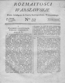 Rozmaitości Warszawskie : pismo dodatkowe do Gazety Korrespondenta Warszawskiego. 1825. Nr 52