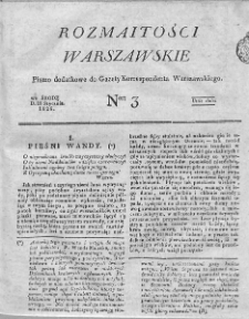 Rozmaitości Warszawskie : pismo dodatkowe do Gazety Korrespondenta Warszawskiego. 1826. Nr 3