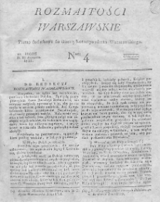 Rozmaitości Warszawskie : pismo dodatkowe do Gazety Korrespondenta Warszawskiego. 1826. Nr 4