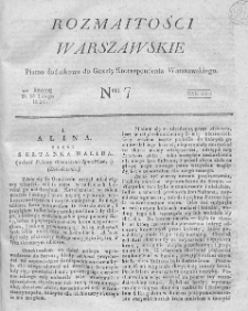 Rozmaitości Warszawskie : pismo dodatkowe do Gazety Korrespondenta Warszawskiego. 1826. Nr 7