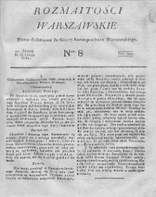 Rozmaitości Warszawskie : pismo dodatkowe do Gazety Korrespondenta Warszawskiego. 1826. Nr 8