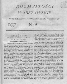 Rozmaitości Warszawskie : pismo dodatkowe do Gazety Korrespondenta Warszawskiego. 1826. Nr 9