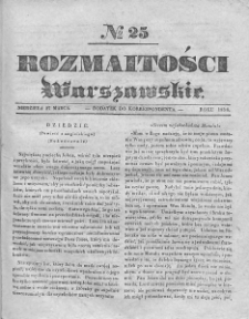 Rozmaitości Warszawskie : pismo dodatkowe do Gazety Korrespondenta Warszawskiego. 1836. Nr 25