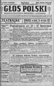 Głos Polski : dziennik polityczny, społeczny i literacki 23 wrzesień 1927 nr 261