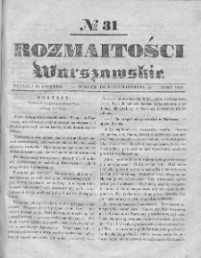 Rozmaitości Warszawskie : pismo dodatkowe do Gazety Korrespondenta Warszawskiego. 1836. Nr 31