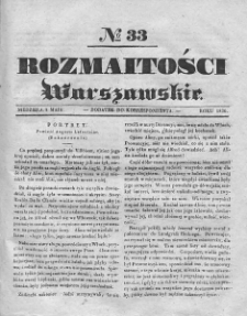 Rozmaitości Warszawskie : pismo dodatkowe do Gazety Korrespondenta Warszawskiego. 1836. Nr 33