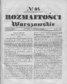 Rozmaitości Warszawskie : pismo dodatkowe do Gazety Korrespondenta Warszawskiego. 1836. Nr 34