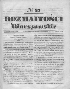 Rozmaitości Warszawskie : pismo dodatkowe do Gazety Korrespondenta Warszawskiego. 1836. Nr 37