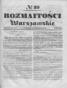 Rozmaitości Warszawskie : pismo dodatkowe do Gazety Korrespondenta Warszawskiego. 1836. Nr 39