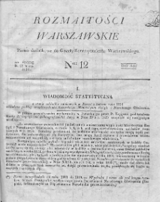 Rozmaitości Warszawskie : pismo dodatkowe do Gazety Korrespondenta Warszawskiego. 1826. Nr 12