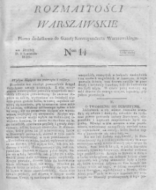 Rozmaitości Warszawskie : pismo dodatkowe do Gazety Korrespondenta Warszawskiego. 1826. Nr 14