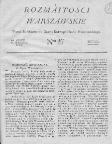 Rozmaitości Warszawskie : pismo dodatkowe do Gazety Korrespondenta Warszawskiego. 1826. Nr 16