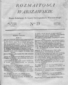 Rozmaitości Warszawskie : pismo dodatkowe do Gazety Korrespondenta Warszawskiego. 1826. Nr 19