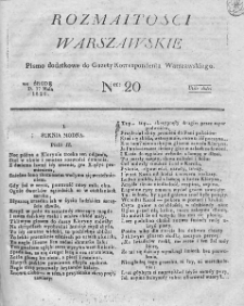 Rozmaitości Warszawskie : pismo dodatkowe do Gazety Korrespondenta Warszawskiego. 1826. Nr 20
