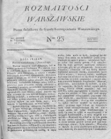 Rozmaitości Warszawskie : pismo dodatkowe do Gazety Korrespondenta Warszawskiego. 1826. Nr 23