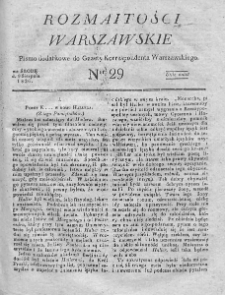 Rozmaitości Warszawskie : pismo dodatkowe do Gazety Korrespondenta Warszawskiego. 1826. Nr 29